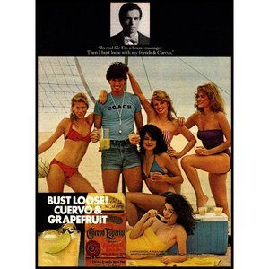 1981 Jose Curvo Especial Tequila Vintage Print Ad Girls Beach Volleyball Art